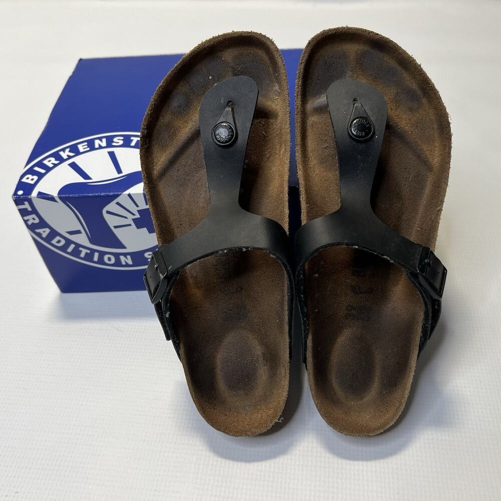 Birkenstock Gizeh Matte Black Sandals Womens Size 39 L8 M6 Thong Slides
